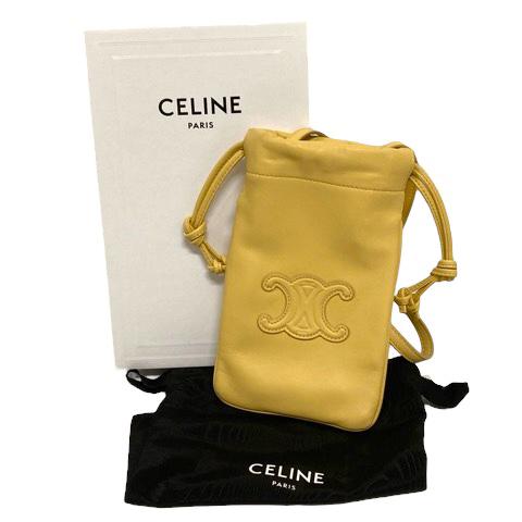 CELINE セリーヌ ドローストリング モバイルポーチ キュイル