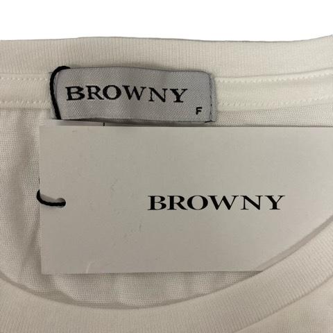 未使用品 ブラウニー BROWNY Tシャツ クルーネック プリント 無地 半袖 F 白 ホワイト 黒 ブラック 赤 レッド レディース｜vectorpremium｜03