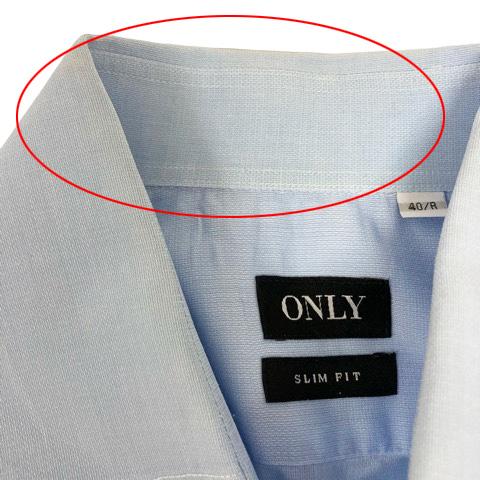 オンリー ONLY シャツ ワイシャツ SLIM FIT 無地 長袖 40/R 青 ブルー