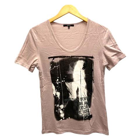 シェラック SHELLAC Tシャツ クルーネック シルク混 プリント 半袖 46 