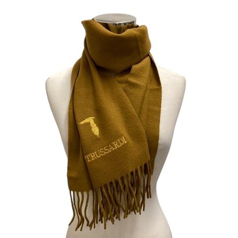 トラサルディ TRUSSARDI マフラー ストール フリンジ ロゴ 刺繍 無地