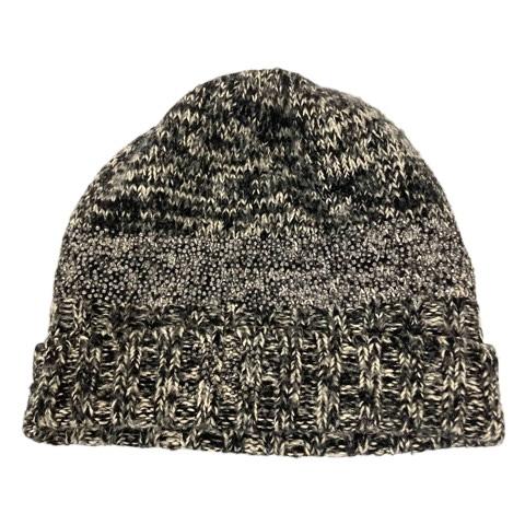 【中古】シャネル CHANEL MP398 ニット帽 シルク混 カシミヤ混 ミックス ロゴ ラインストーン ビジュー 装飾 M グレー 白 レディース CHANEL（シャネル） CHANEL MP398 ニット帽 シルク混 カシミヤ混