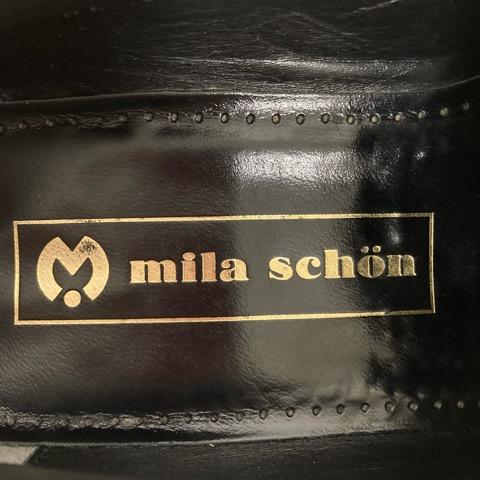 ミラショーン mila schon ローファー スリッポン 型押し 総柄 8 1/2 黒 