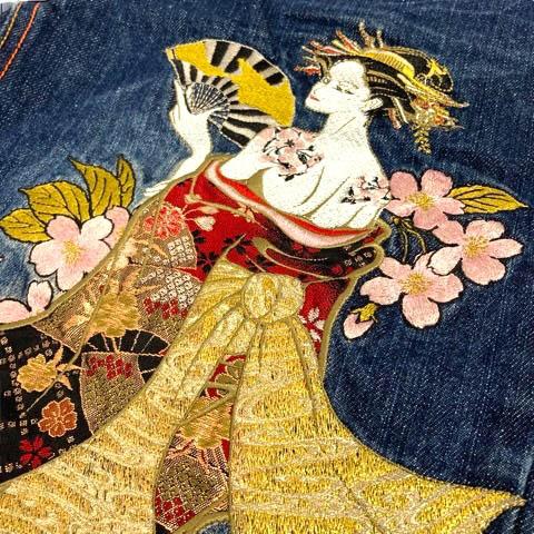 華鳥風月×流儀 デニム 花魁 ジーンズ パンツ ジップフライ 和柄 刺繍