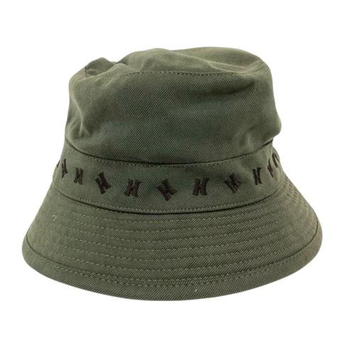 美品 HERMES エルメス 帽子 バケットハット Hロゴ カーキ ナイロン HERMES エルメス バケットハット 帽子 Hロゴ ライン 刺繍 59 緑