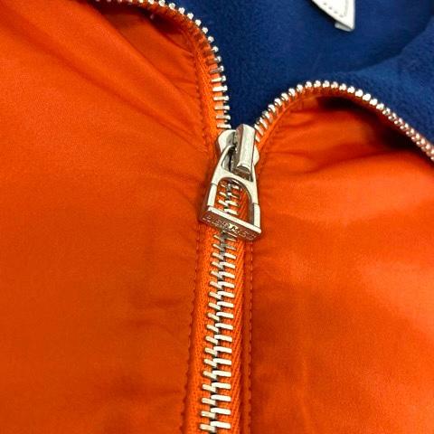 【中古】エルメス HERMES H800166E ウォームアップジャケット ブルゾン ナイロン フリース 長袖 L オレンジ 紺 ネイビー レディース HERMES（エルメス） HERMES H800166E ウォームアップジャケット