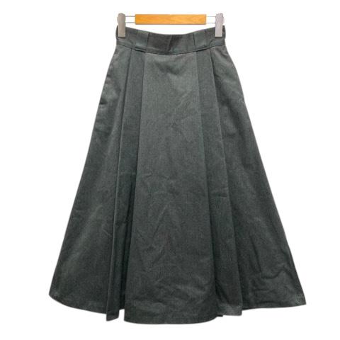 DANTONフレアスカートグレー　34 ダントン DANTON スカート フレア Aライン タック ロゴ ロング丈