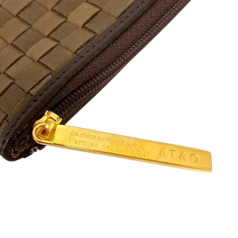 アタオ ATAO 長財布 ウォレット スリモ メッシュ ロゴプレート 茶  
