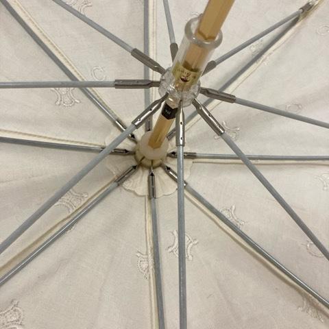 セリーヌ CELINE 日傘 長傘 アンブレラ 日傘 マカダム柄 総柄 ブランドロゴ ゴールド金具 ベージュ  レディース | CELINE | 03