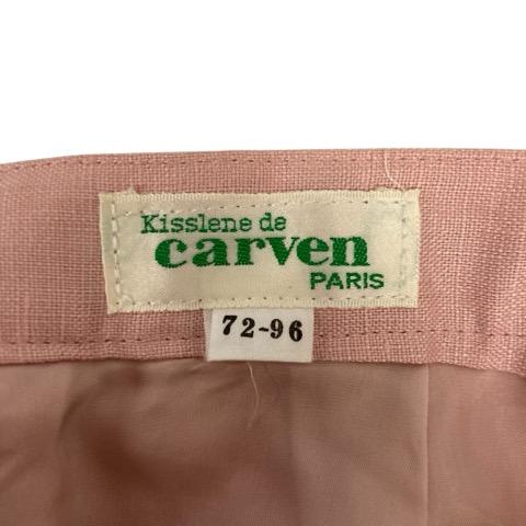 カルヴェン CARVEN タイトスカート ひざ丈 無地 ウエストゴム リネン混