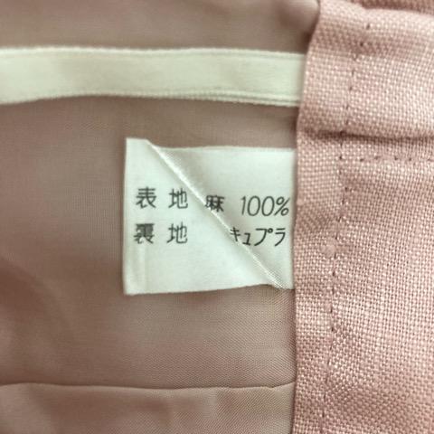 カルヴェン CARVEN タイトスカート ひざ丈 無地 ウエストゴム リネン混
