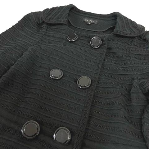 エポカ EPOCA コート ジャケット ニット Aライン 膝丈 長袖 40 黒