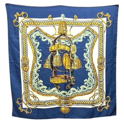 HERMES エルメス シルク スカーフ カレ90 F. De LA PERRIERE 大判 総柄