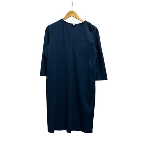 ユニクロ（UNIQLO） ロングワンピース 半袖 Vネック 無地 291-187076 L