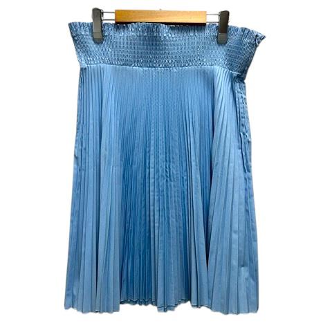 プラダ ワンピース 膝丈 プリーツ ネイビー シルク100% ロゴあり PRADA