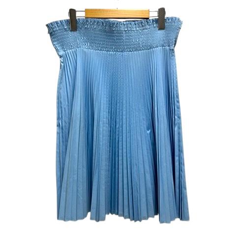 【中古】プラダ PRADA スカート プリーツ フレア ギャザー 無地 ひざ丈 40S 青 ブルー レディース PRADA（プラダ） スカート プリーツ フレア ギャザー 無地 ひざ丈 40S