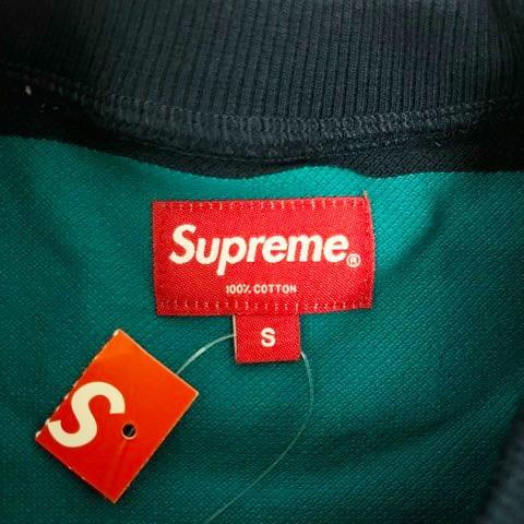 【中古】未使用品 シュプリーム S 16SS/Striped Pique Crewneck ポロシャツ クルーネック ボーダー 長袖 S ターコイズブルー 紺 メンズ Supreme（シュプリーム） 未使用品 SUPREME 16SS/Striped Pique