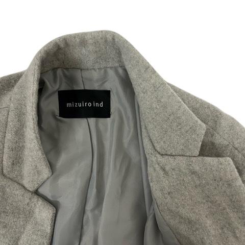 ミズイロインド mizuiro ind ウールコート 七分袖 無地 ナイロン混