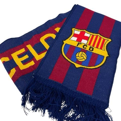 FCバルセロナ サッカー マフラー ボーダー フリンジ 青 ブルー 赤