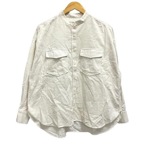 seadrake シャツ コーデュロイ スタンドカラー バンドカラー 長袖 M 白 