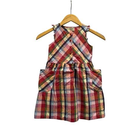 familiar 赤チェック ノースリーブワンピース 120 美品ファミリア