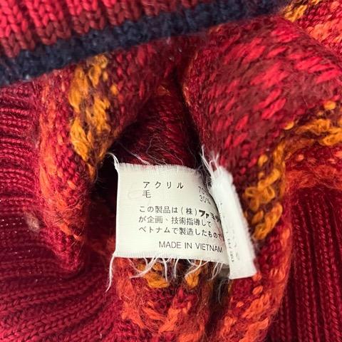 ファミリア Familiar ニット セーター 長袖 クルーネック 総柄 ウール