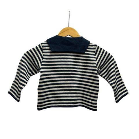 ファミリア Familiar カーディガン 長袖 ボーダー ウール混 90 紺