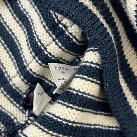 ファミリア Familiar カーディガン 長袖 ボーダー ウール混 90 紺