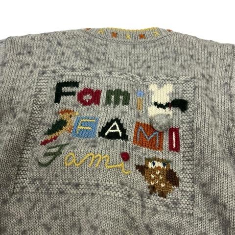 ファミリア Familiar カーディガン 長袖 Vネック 刺繍 ウール混 90 