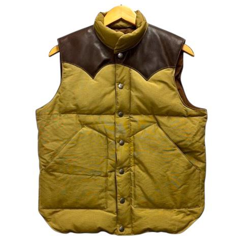 【中古】シュガーケーン SUGAR CANE SC11159 ダウンベスト レザーヨーク フェザー混 ナイロン M ベージュ 茶 ブラウン レディース シュガーケーン SUGAR CANE SC11159 ダウンベスト レザーヨーク