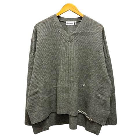 【中古】ナゴンスタンス nagonstans v-neck pullover ニット セーター Vネック ウール リブ サイドスリット 長袖 M グレー レディース ナゴンスタンス nagonstans v-neck pullover ニット セーター Vネック