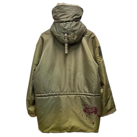 【中古】アヴィレックス AVIREX フライトジャケット ロング 長袖 フード ロゴ ナイロン N-3B 290438-A L カーキ  メンズ AVIREX（アヴィレックス） フライトジャケット ロング 長袖 フード