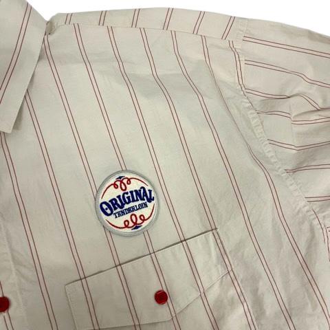 【中古】未使用品 テンダーロイン TENDERLOIN ワークシャツ コットン ストライプ ワッペン 刺繍 長袖 M 赤 レッド ベージュ メンズ 未使用品 テンダーロイン TENDERLOIN ワークシャツ コットン