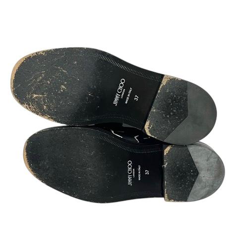 【中古】ジミーチュウ JIMMY CHOO ×POGGY エリックヘイズ ローファースリッポン 37 黒 ブラック 白 ホワイト レディース ジミーチュウ JIMMY CHOO ×POGGY エリックヘイズ ローファースリッポン