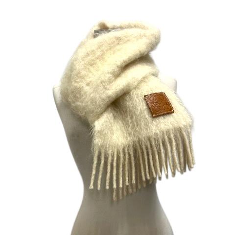 LOEWE（ロエベ） マフラー ストール モヘア混 ウール混 フリンジ ロゴ