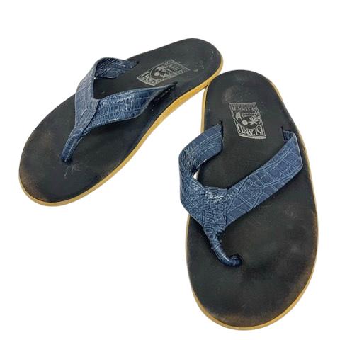 【新品】アイランドスリッパ ハラコ×レザー ネイビーサイズ9 (27cm相当) アイランドスリッパ ISLAND SLIPPER サンダル トングサンダル レザー