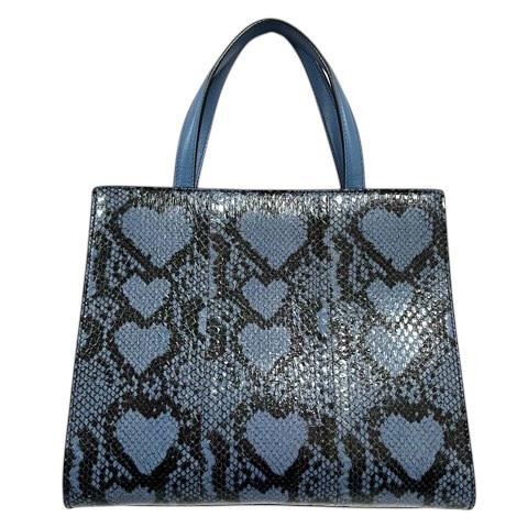 サルヴァトーレフェラガモ Salvatore Ferragamo ショルダーバッグ ハンドバッグ パイソン リボン シルバー 青 ブルー 水色 レディース_1