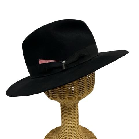 ボルサリーノ Borsalino ハット ソフト帽 中折れ帽 無地 ビーバー 58 黒 ブラック ピンク メンズ