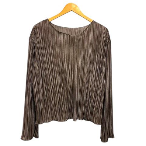 グレイル GRL カットソー クルーネック プリーツ 光沢 長袖 F 茶 