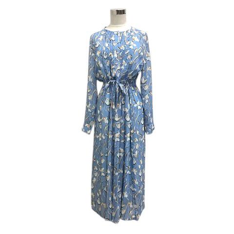45Rpm 花柄 長袖ワンピース ライトブルー ドゥクラッセ DoCLASSE ワンピース フレア フラワー 花柄 長袖 ロング