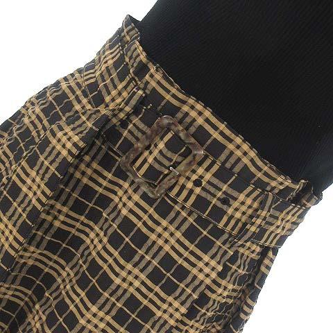 中古 スナイデル Snidel a W aw ニット ドッキング チェック ワンピース ノースリーブ 切替 フレア ロング ブラック 黒 1 レディース 022 ブランド古着販売のベクトル 通販 Yahoo ショッピング