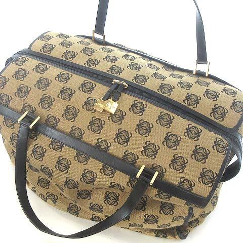 ロエベ LOEWE ヴィンテージ アナグラム キャンバス ボストン バッグ 総 ロエベ LOEWE ヴィンテージ アナグラム キャンバス ボストン バッグ 総