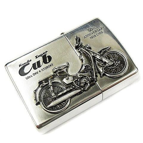 未使用品 ジッポー ZIPPO ホンダ Honda スーパーカブ 50周年記念 オイルライター No.1 C100 シルバーカラー 銀 箱有 当時物 ■SG
