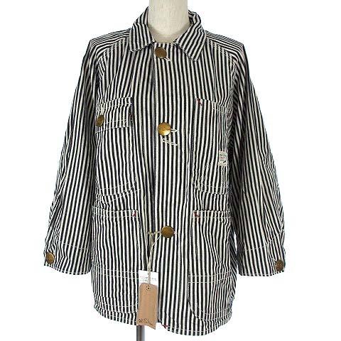 中古 未使用品 オアスロウ 高級ブランド Orslow ビームス ボーイ Beams Boy カバーオール ジャケット 金ボタン F コラボ ヒッコリー ストライプ 別注