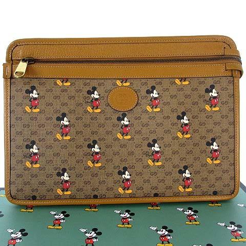 中古 ブランド古着 022 中古 グッチ Gucci ブラウン ディズニー Disney コラボ ミッキーマウス Disney Ggスプリーム クラッチ セカンドバッグ レザー ブラウン 茶 メンズ ベクトル 古着 022 ブランド古着販売のベクトル
