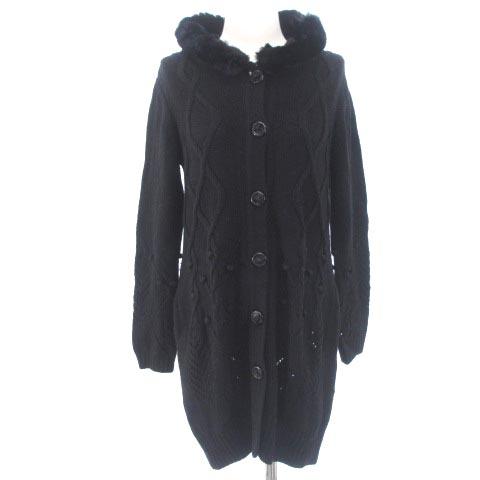 トッカ TOCCA カーディガン ラビットファー ロング 長袖 フード 前開き  