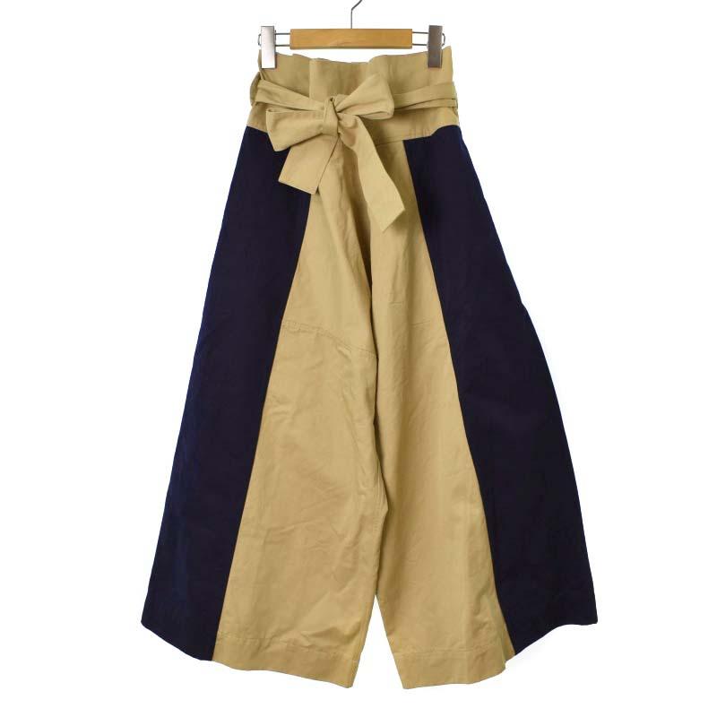 マルニ MARNI 21SS バイカラー カラテパンツ ワイドパンツ ベルト付き 