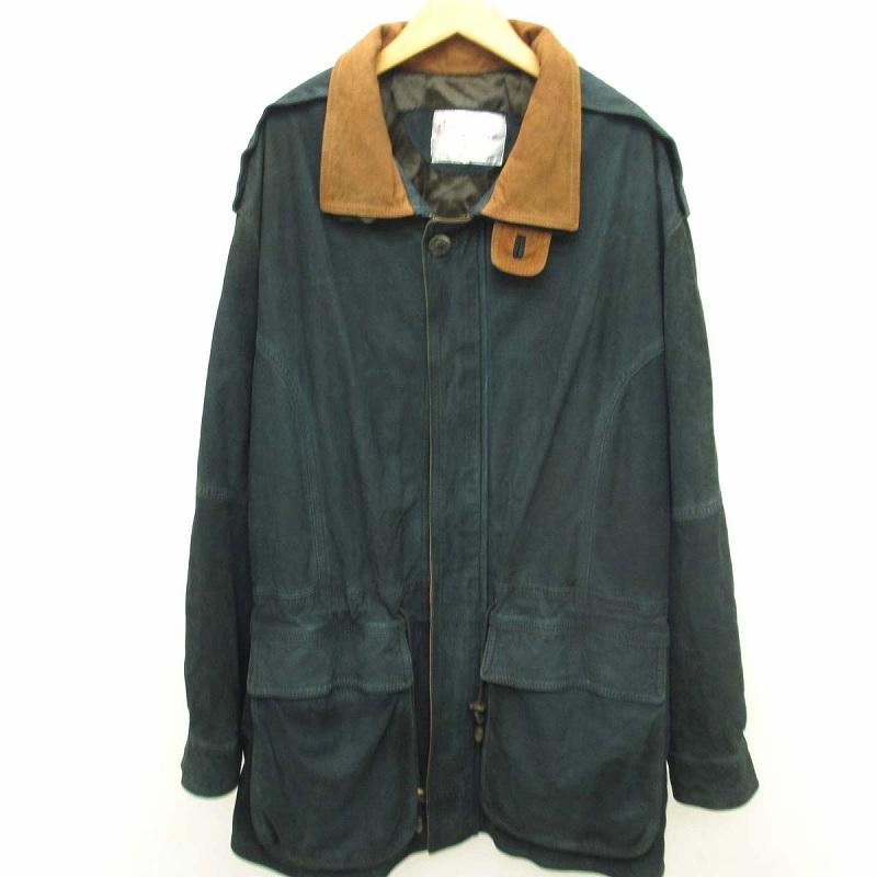 ベラペレ VERA PELLE ヴィンテージ レザー コート ジップアップ 緑 
