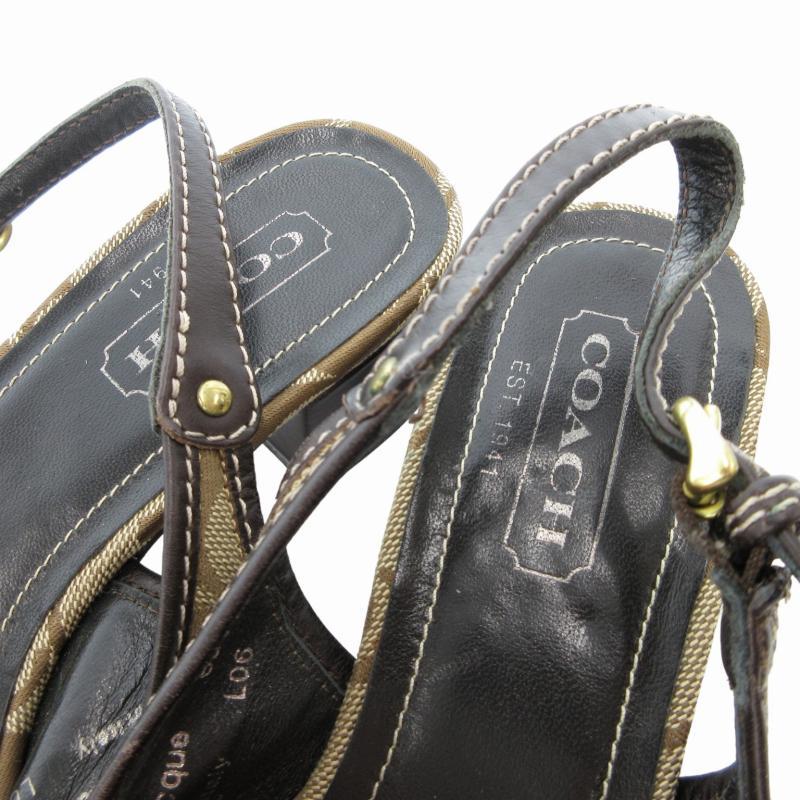 COACH コーチ シグネチャー サンダル ミュール キャンバス ゴールド 