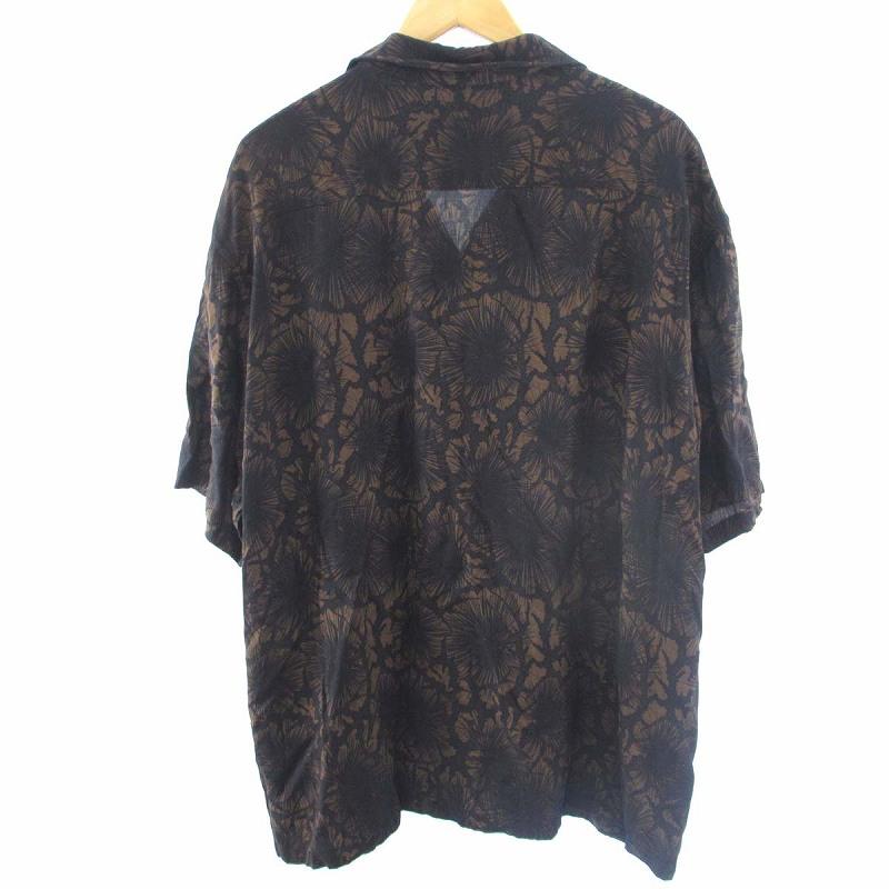 GAKKIN×BUDSPOOL松煙墨半袖アロハシャツ LサイズBROWN GAKKIN×BUDSPOOL松煙墨半袖アロハシャツ LサイズBROWN